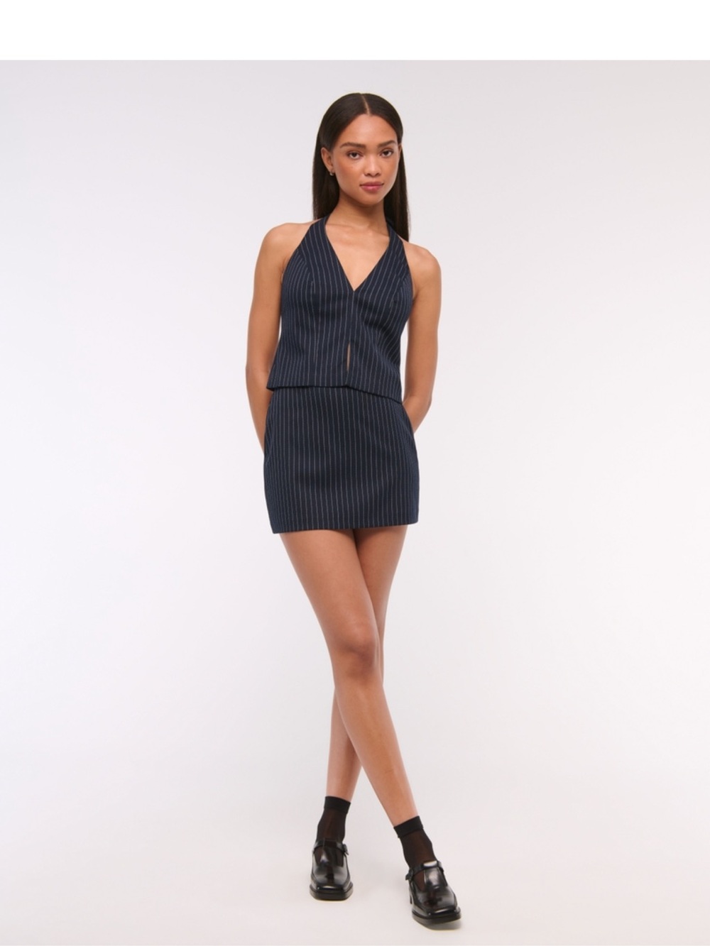 Abercrombie & Fitch Navy Pinstripe Mini Skirt
